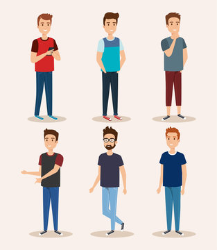 group of young men vector illustration design