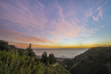 Amazing sunset over the Pacific Ocean at 