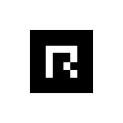 Digital Letter R Logo Icon, Black and White Style