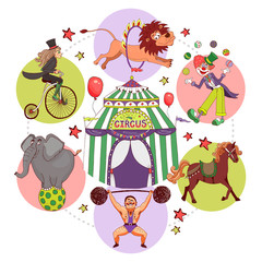 Obraz premium Flat Circus Round Concept