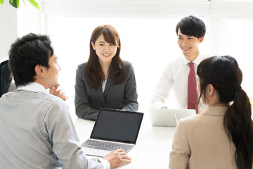 asian business group meeting in office