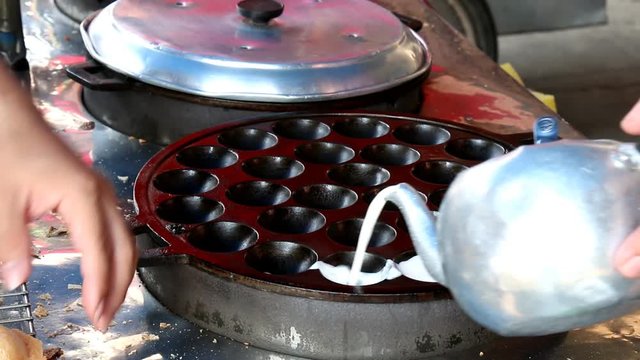 Traditional Thai dessert "Kanom Krok" or Serabi