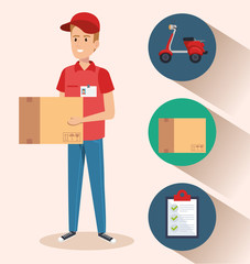 courier character delivery service icon vector illustration design