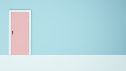 Door Paper art concept Pastel color background -3D rendering  