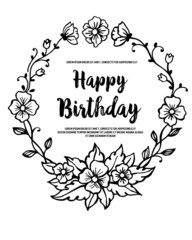 Birthday card with floral style vector illustration 