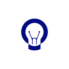 O Letter with smart bulb Logo vector element. Letter with negative space bulb Logo Template