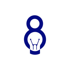 Eight Number with smart bulb Logo vector element. number with negative space bulb Logo Template