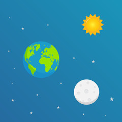 illustrations of the earth and the moon orbit the sun