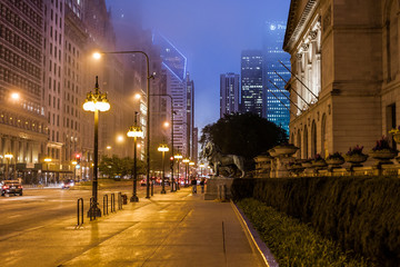 Fototapeta na wymiar Chicago city at dusk