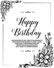 Beautiful happy birthday greeting card with flowers