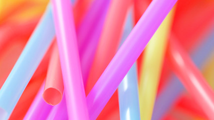 Banning plastic straws enviromental concerns concept, macro close up selective focus.