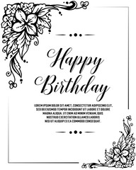 Beautiful happy birthday greeting card with flowers
