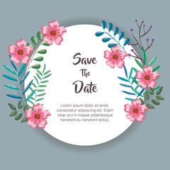 save the date circular frame vector illustration design