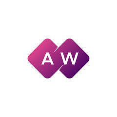 two letter aw diamond rounded logo