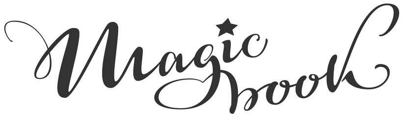 Magic book hand written ornate calligraphy text