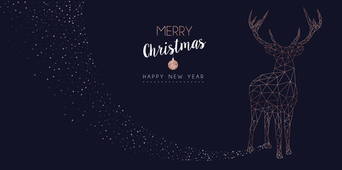 Fototapeta na wymiar Christmas and new year luxury deer web banner