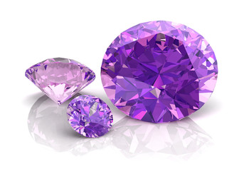 Beautiful gems on a white background , 3D illustration.