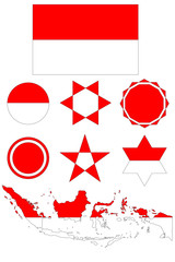 flag of indonesia, geometric figures from the colors of the flag of Indonesia