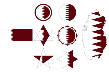 Qatar flag, geometric shapes from the colors of the Qatar flag