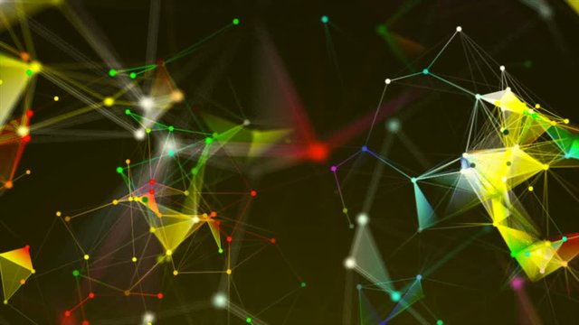 Abstract triangulation plexus with connections in space, background with connecting dots and lines, 3d render