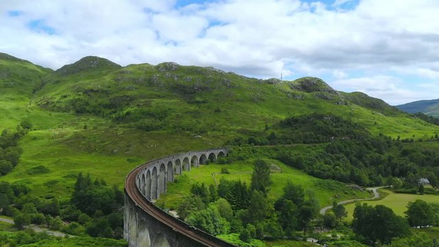Famous Glenfinnan viaduct in the Scottish Highlands - a popular landmark
