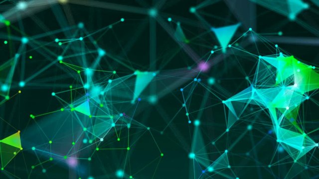 Abstract triangulation plexus with connections in space, background with connecting dots and lines, 3d render