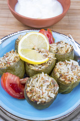 Turkish foods; stuffed peppers (biber dolmasi)