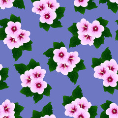 Hibiscus syriacus - Rose of Sharon on Purple Background.