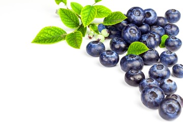 Fresh blueberries on a white background. Healthy summer fruit. Taste of summer. Growing of blueberries. Advertising on blueberries.
