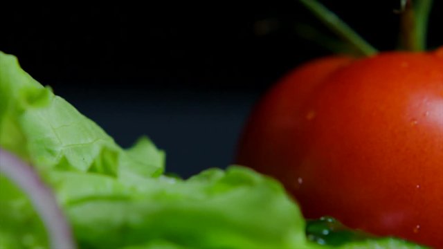 Macro shooting of delicious burger with greens, cheese and beef for commercial use