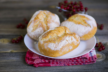appetizing bread with white powder on a plate