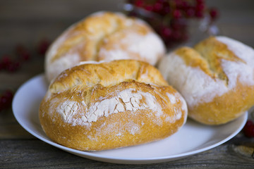 appetizing bread with white powder on a plate