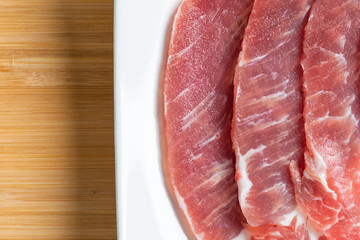 Raw fresh pork neck chop meat