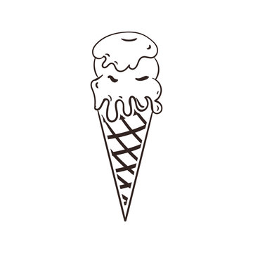 Ice Cream Cone Vector Line Illustration