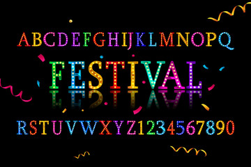 Colorful vibrant fun festive party alphabet