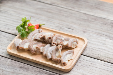 Part of pork small intestine or Chitterlings internal organs of pig