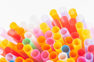 Close up to colorful straws background