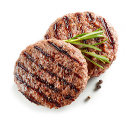freshly grilled burger meat - obrazy, fototapety, plakaty