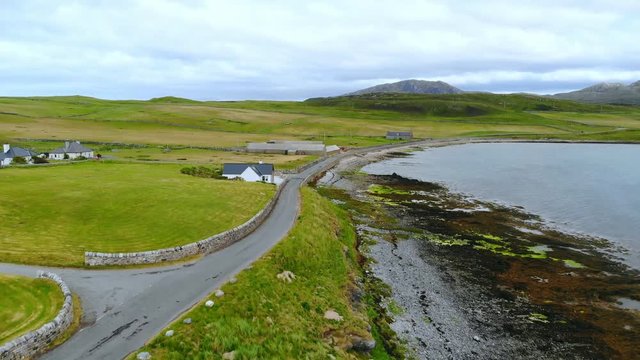 The Kyle of Durness in the Highlands of Scotland - aerial drone footage