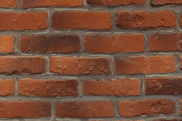 close-up view of empty red brick wall background