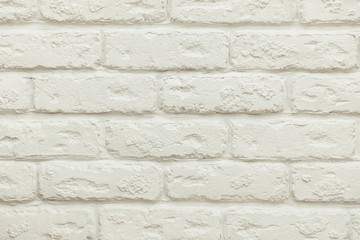 close-up view of empty white brick wall background