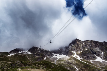 Alps in clouds next to Courmayeur, Italy.