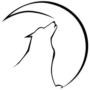 recommend clip art: silhouette of wolf howling at the moon minimalist logo, tattoo