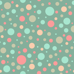 Seamless abstract pattern of circles of different bright colors. Kaleidoscope background.