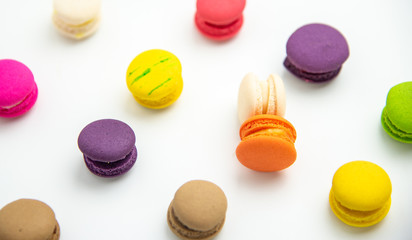 Fototapeta premium A french sweet delicacy, macaroons variety closeup.macaroon colourful texture.
