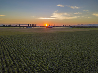 Beautiful Farm Land Landscape and Sunset