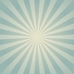 Sunlight retro faded background. Pale blue color burst background.