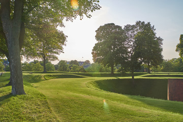 Park and water around Kastellet in copenhagen