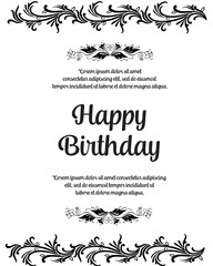 Happy Birthday Greeting Card Floral Frame