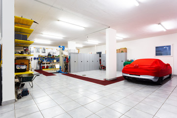 Garage with luxury sports cars